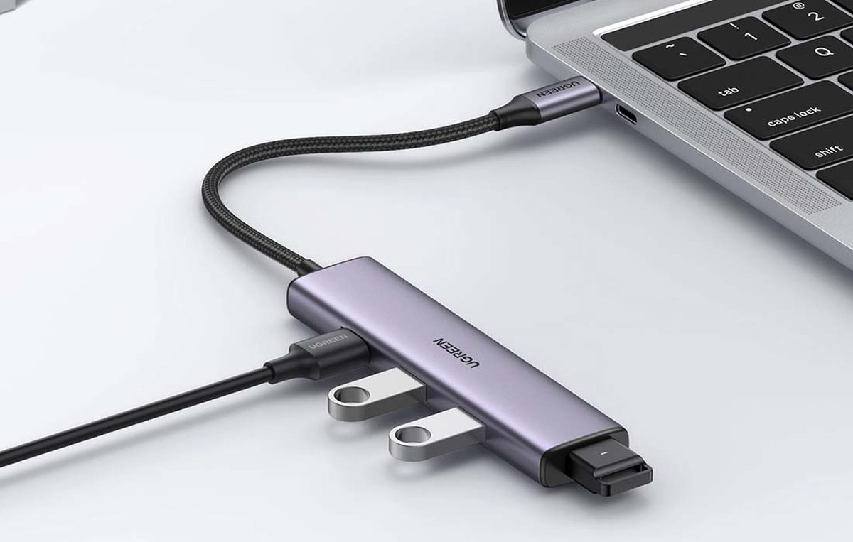 Ugreen usb type c hub splitter 4x 6883211 4 orig - Ugreen USB Type C Hub-Splitter 4X USB 3.2 Gen 1 USB-C USB-hub (zilver)