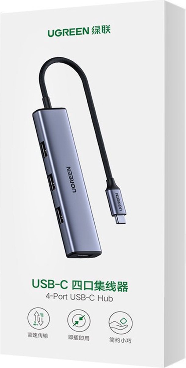 Ugreen usb type c hub splitter 4x 6883211 7 orig - Ugreen USB Type C Hub-Splitter 4X USB 3.2 Gen 1 USB-C USB-hub (zilver)