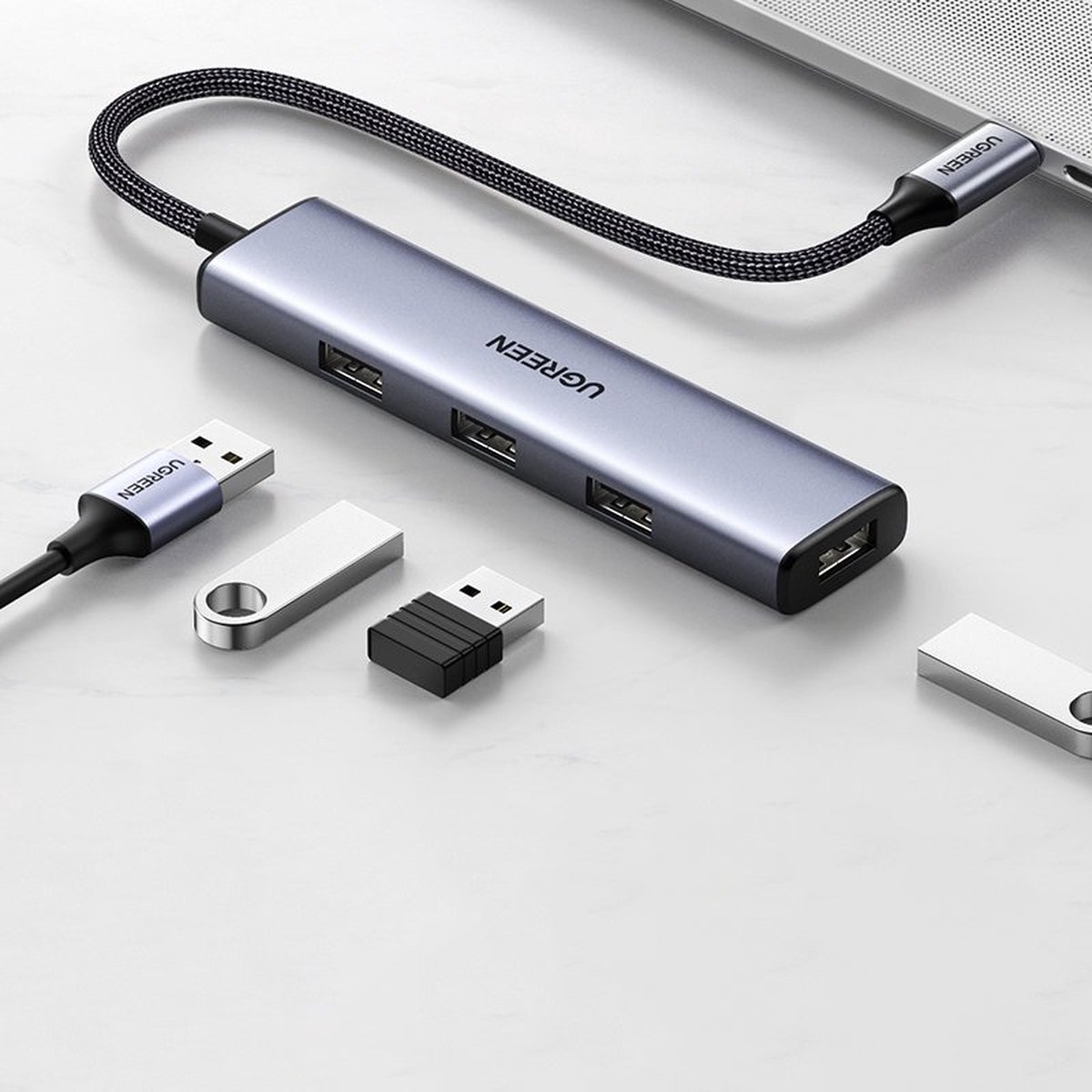 Ugreen usb type c hub splitter 4x 6883211 8 orig - Ugreen USB Type C Hub-Splitter 4X USB 3.2 Gen 1 USB-C USB-hub (zilver)