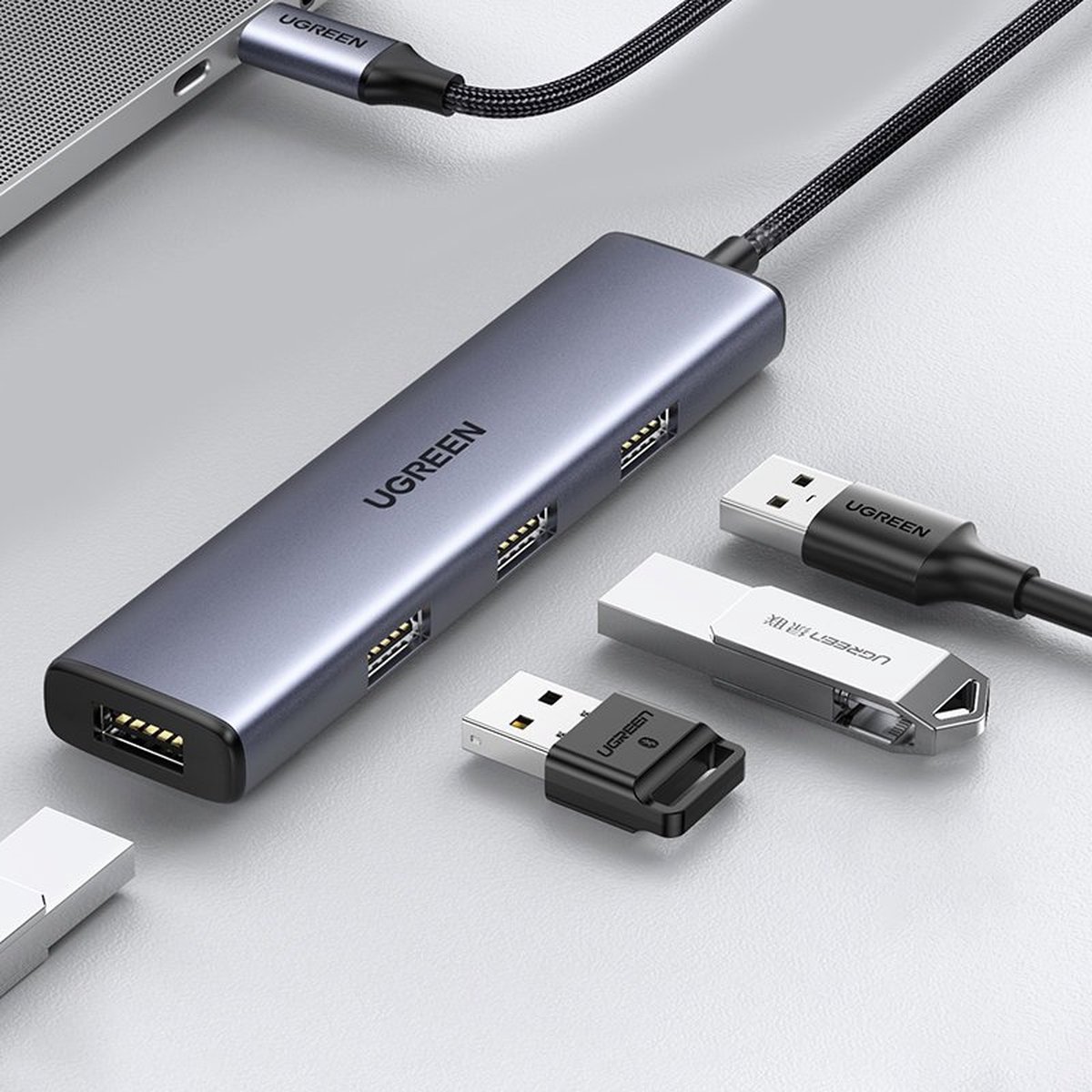 Ugreen usb type c hub splitter 4x 6883211 9 orig - Ugreen USB Type C Hub-Splitter 4X USB 3.2 Gen 1 USB-C USB-hub (zilver)