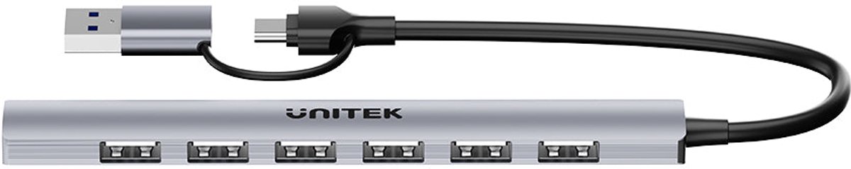 Unitek h1209agy01 interface hub usb t 5 orig - UNITEK H1209Agy01 Interface Hub USB Type-C 5000 USB-C USB-hub (grijs)