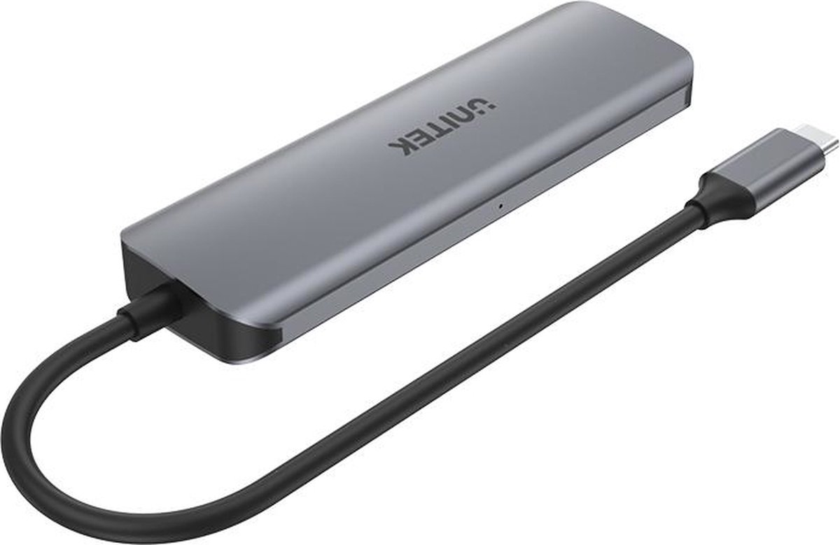 Unitek hub active usb c 4x usb 3 orig - UNITEK Hub Active 4X USB 3.1 Gen1 Microusb USB-C USB-hub (grijs)