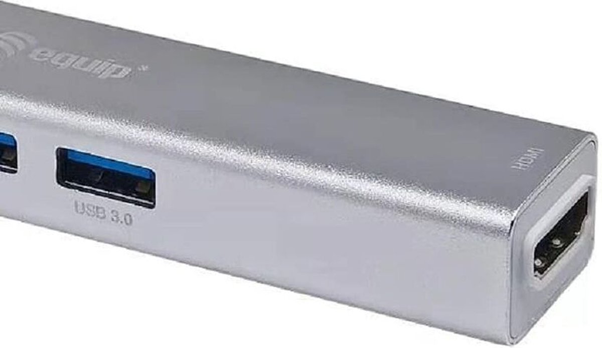Usb hub equip 133480 grey 3 orig - Equip 133480 Interface Hub USB 3.2 Gen 1 USB-C Dockingstation (zilver)