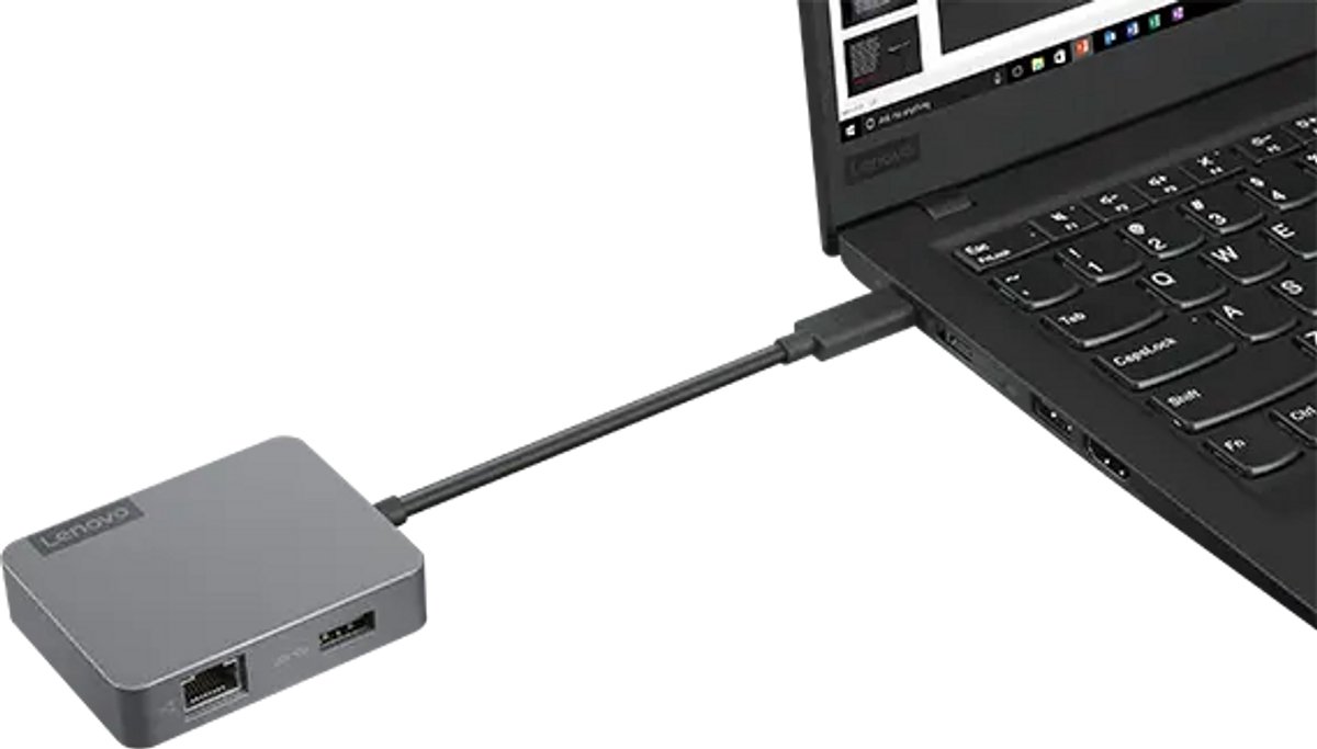 Usb hub lenovo gx91a34575 grey 4 orig - Lenovo Gx91A34575 USB-C Dockingstation (grijs)
