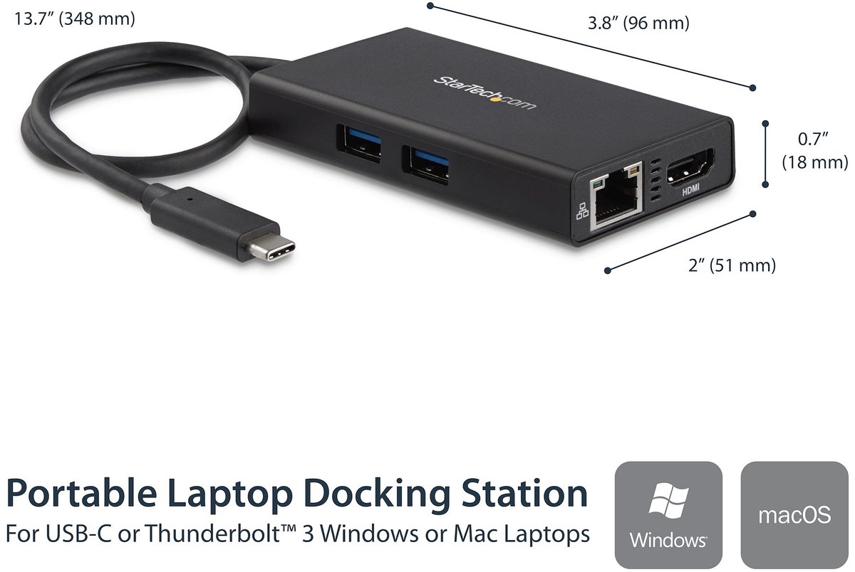Usb hub startech dkt30chpd black 6 5 orig - StarTech.com Dkt30Chpd Black 60 W USB-C Dockingstation