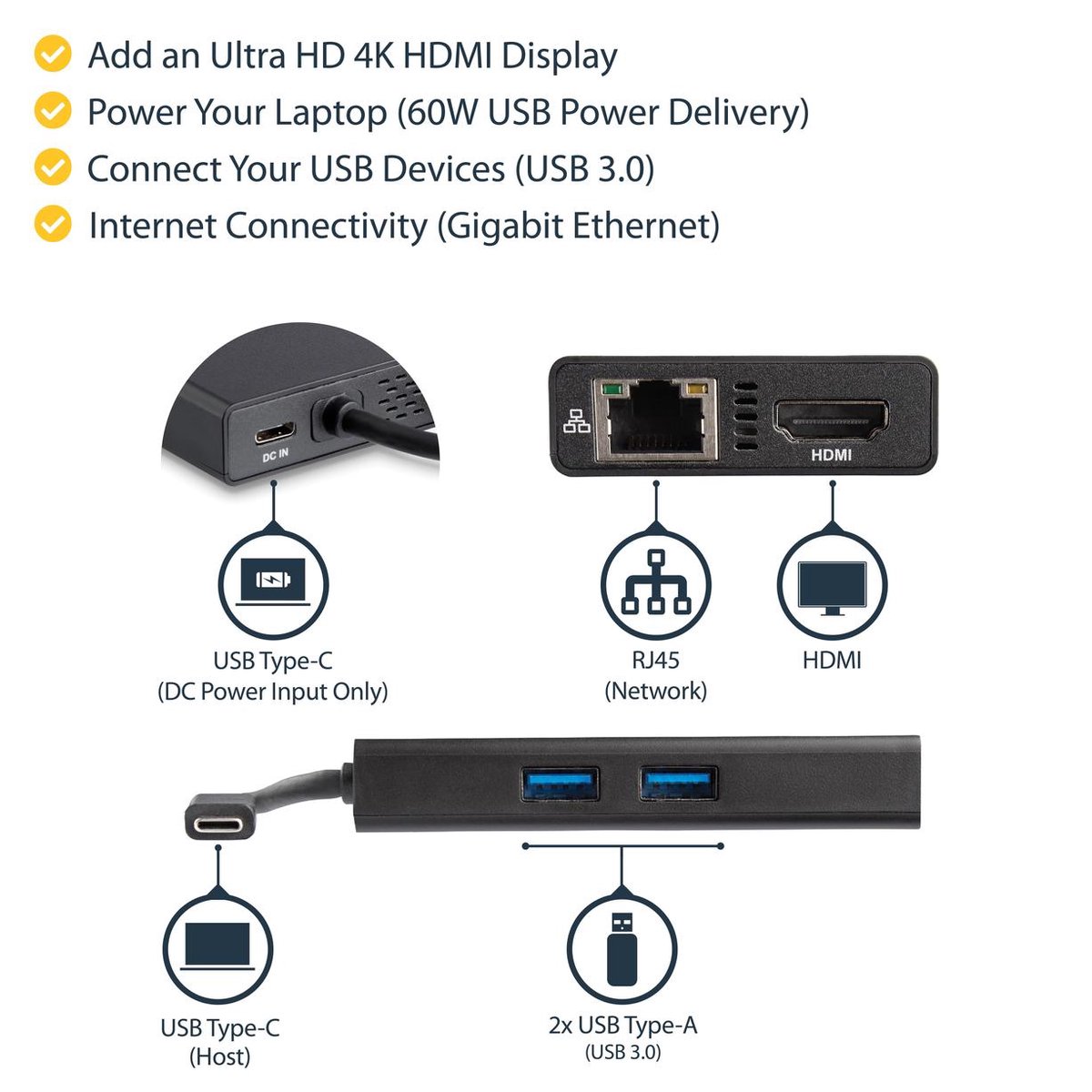 Usb hub startech dkt30chpd black 6 7 orig - StarTech.com Dkt30Chpd Black 60 W USB-C Dockingstation