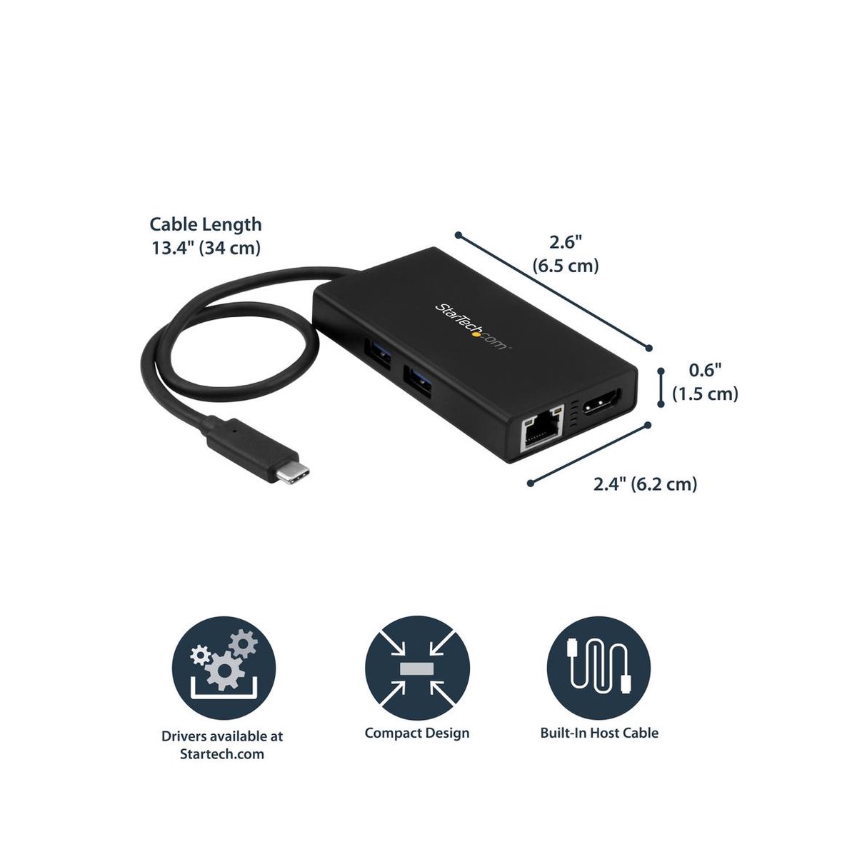 Usb hub startech dkt30chpd black 6 9 orig - StarTech.com Dkt30Chpd Black 60 W USB-C Dockingstation