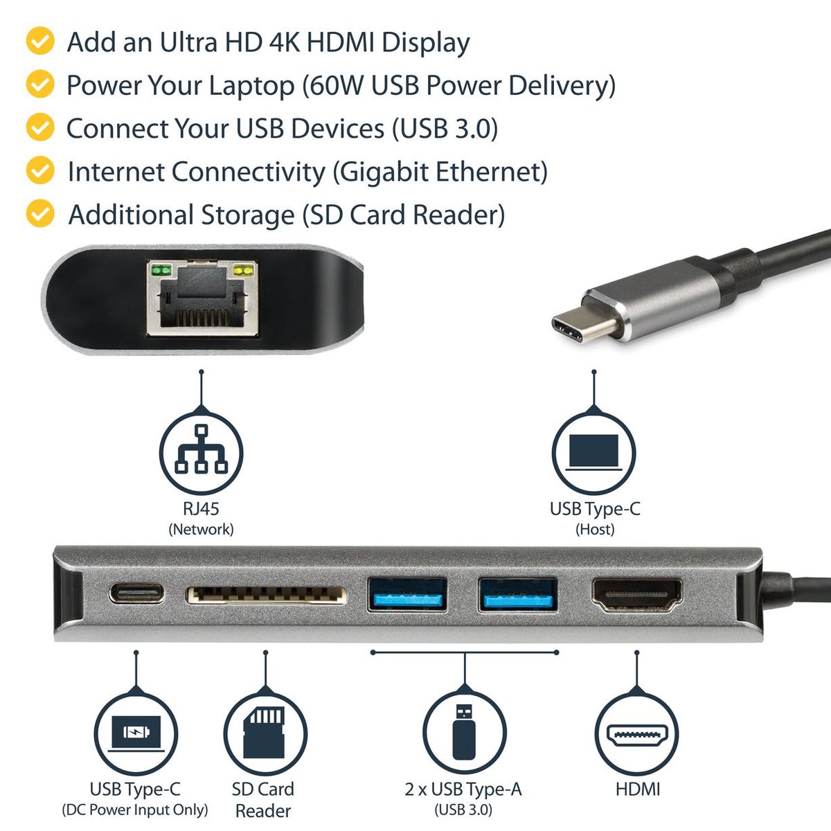 Usb hub startech dkt30csdhpd grey 7 orig - StarTech.com Dkt30Csdhpd Grey 60 W USB-C Dockingstation