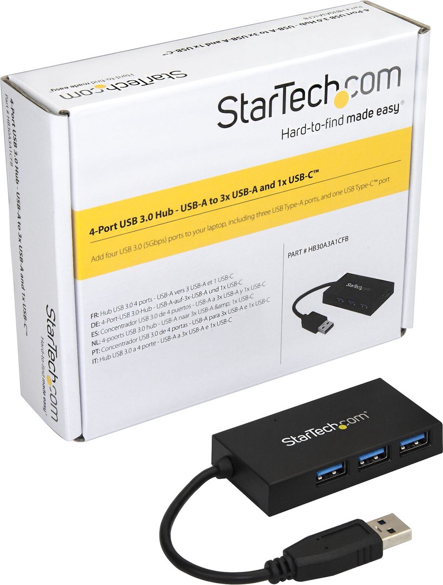 Usb hub startech hb30a3a1cfb 2 orig - StarTech.com Hb30A3A1Cfb USB-A USB-hub (zwart)