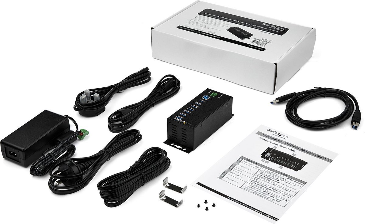 Usb hub startech hb30a7ame black