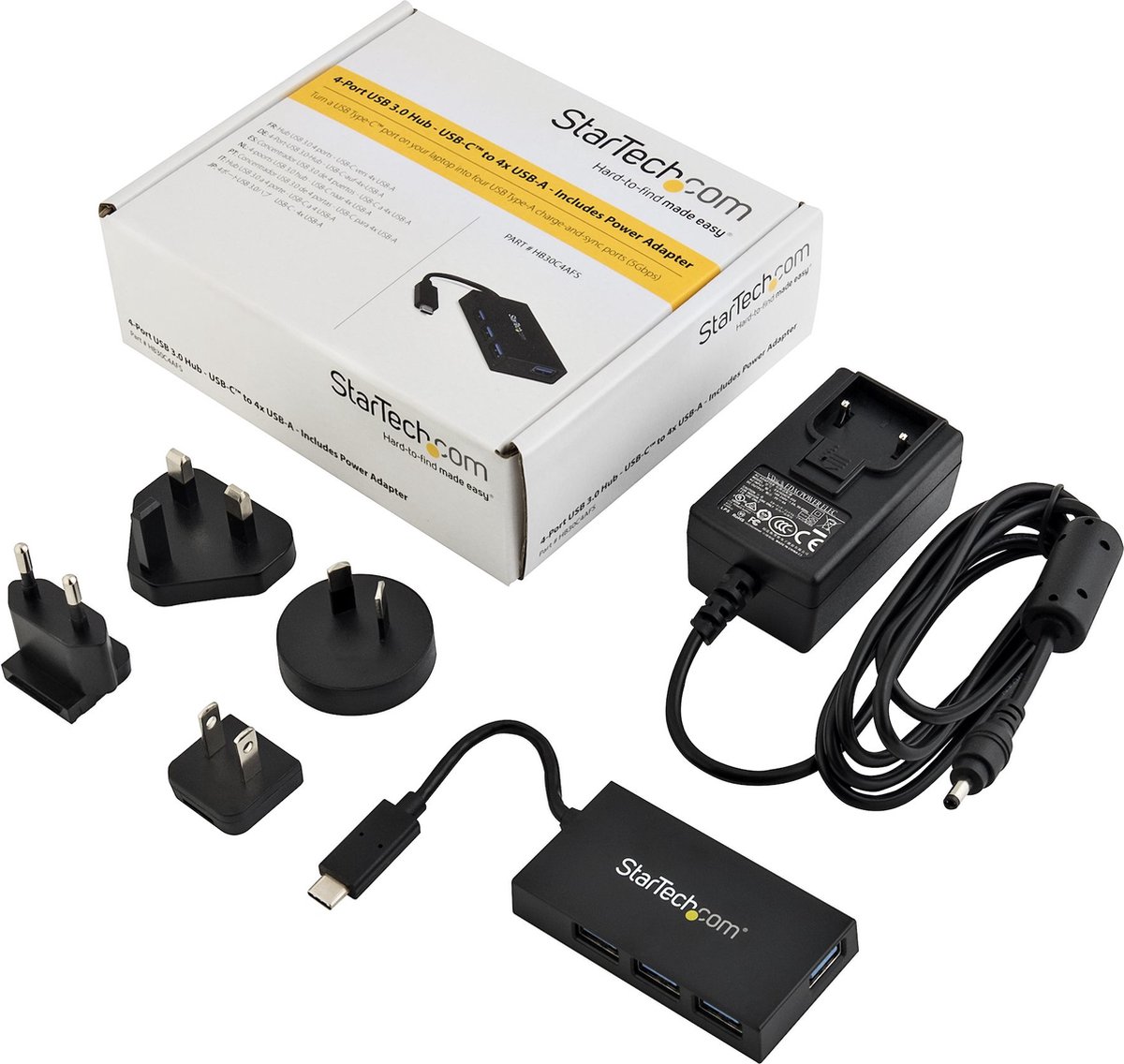Usb hub startech hb30c4afs white b 4 orig - StarTech.com Hb30C4Afs USB-C USB-hub (zwart)
