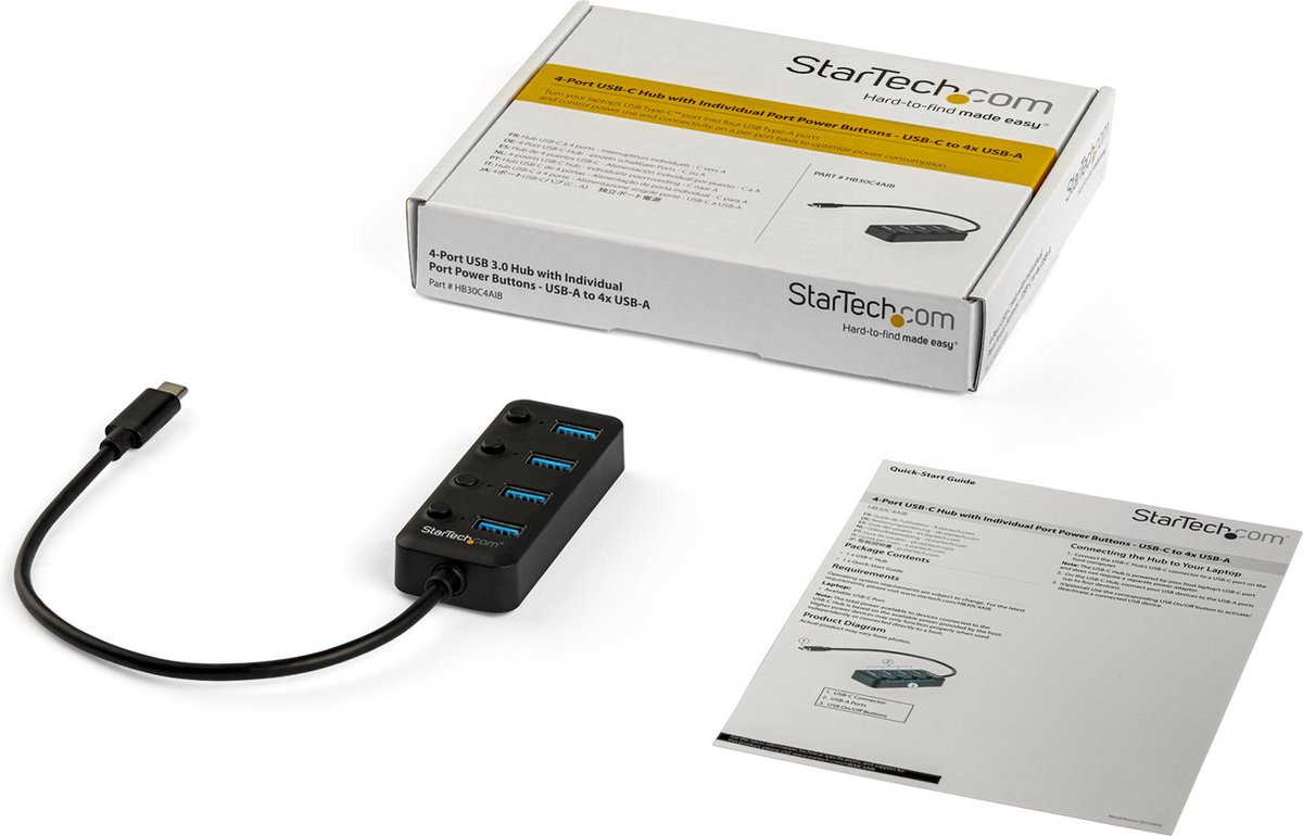 Usb hub startech hb30c4aib black 3 orig - StarTech.com Hb30C4Aib USB-C USB-hub (zwart)