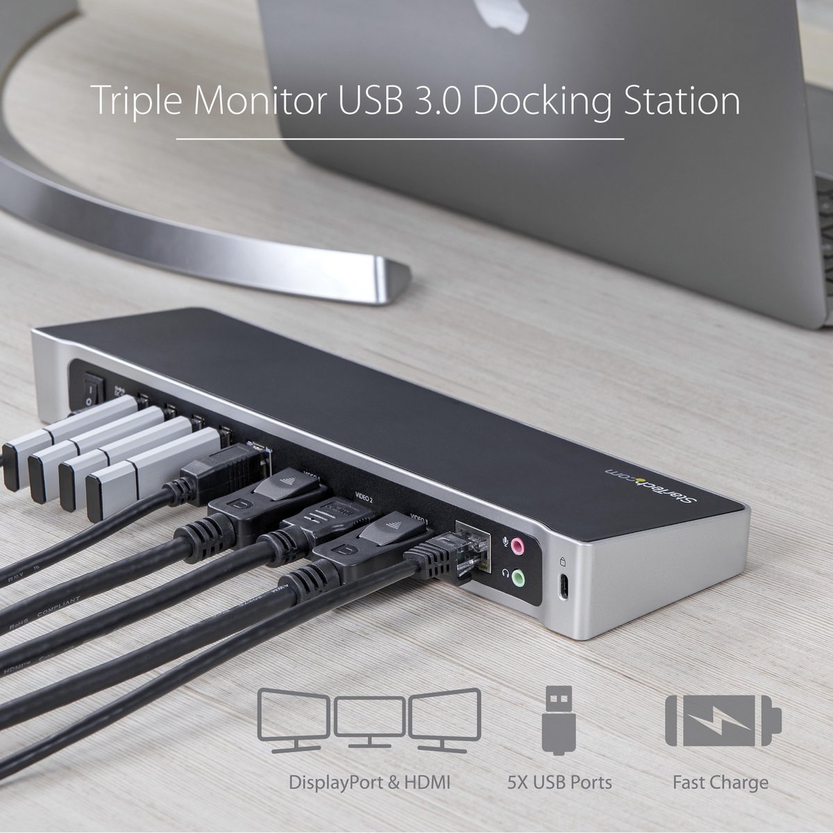 Usb hub startech usb3dockh2dp 10 orig - StarTech.com Usb3Dockh2Dp USB-A Dockingstation (zwart)
