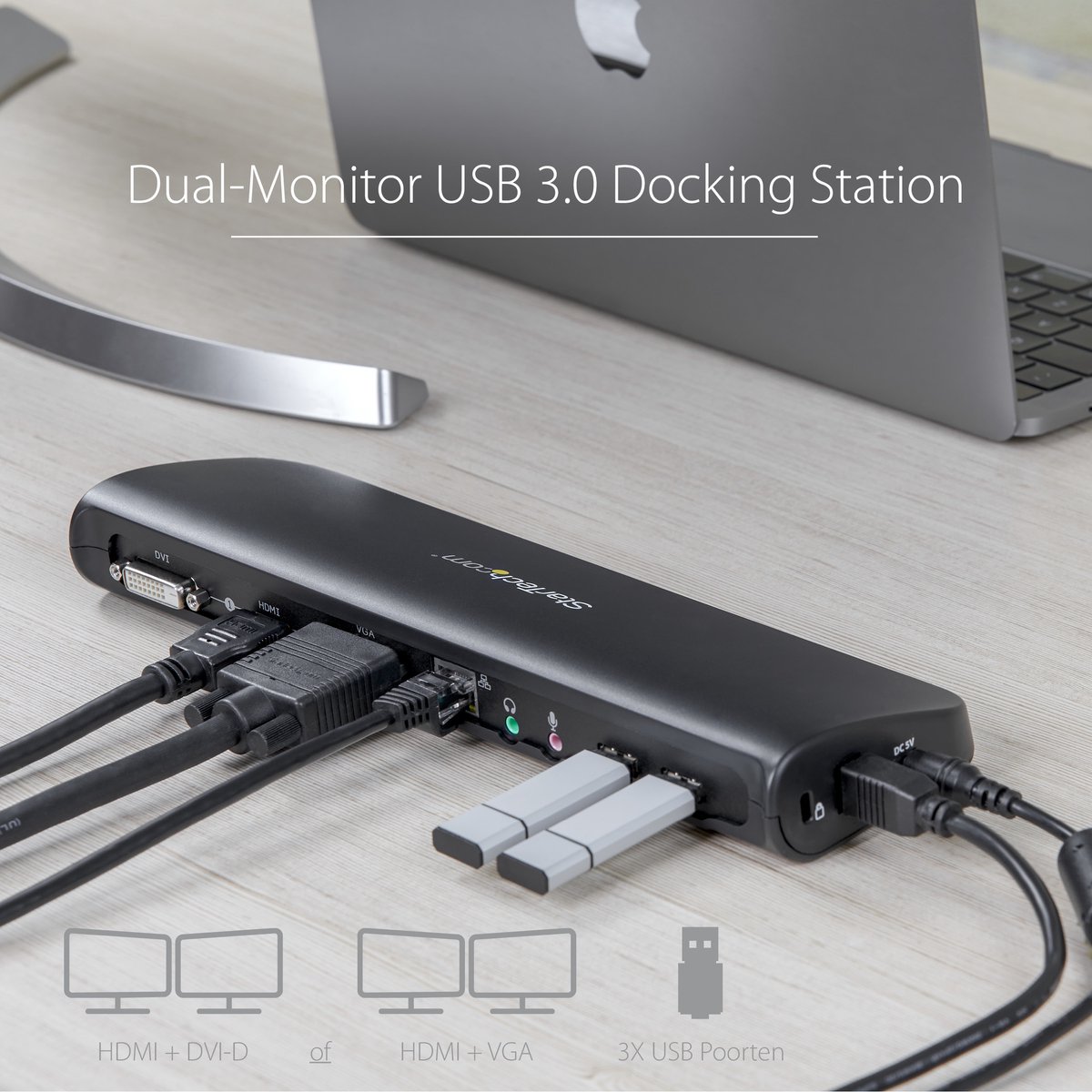 Usb hub startech usb3sdockhdv 3 orig - StarTech.com Usb3Sdockhdv USB-A Dockingstation (zwart)