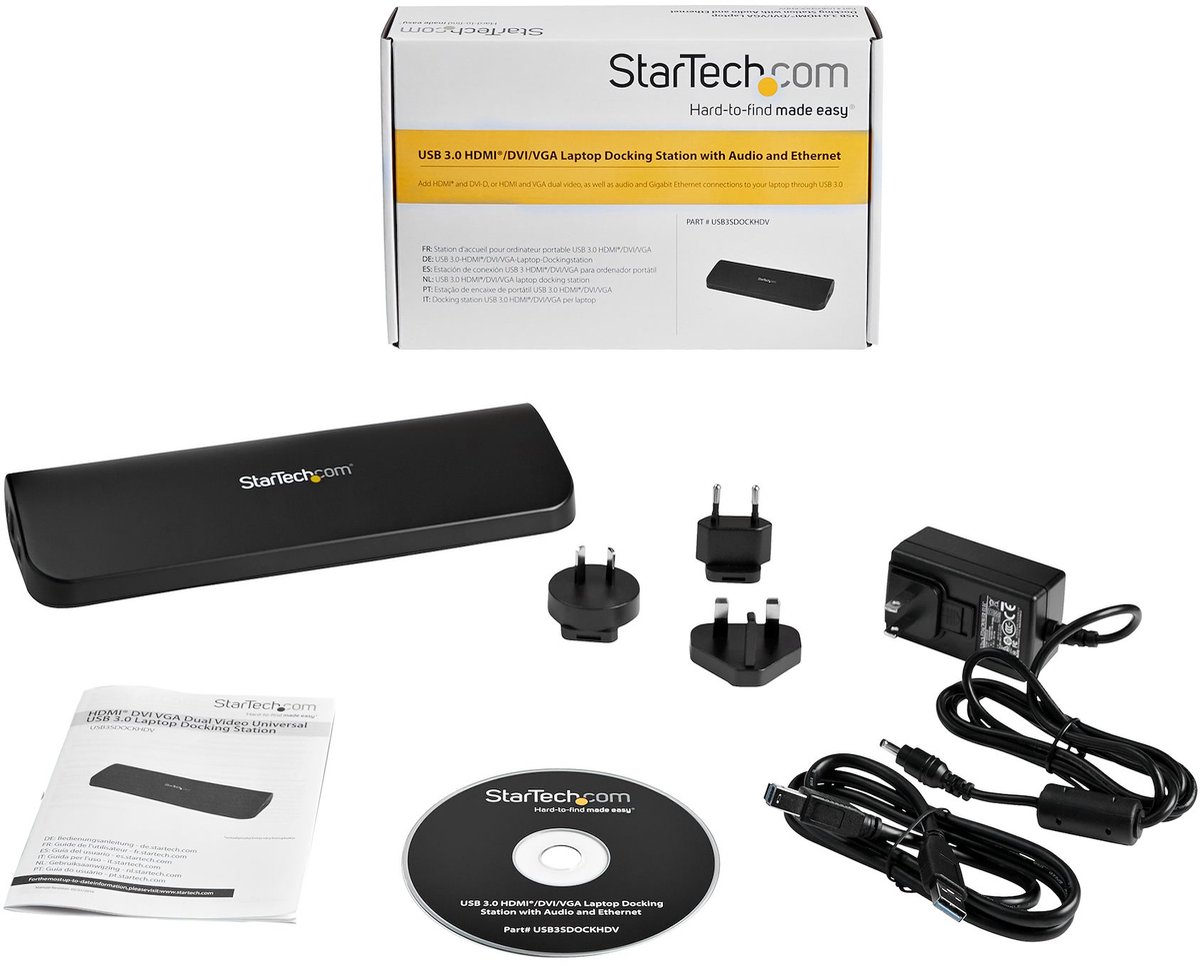 Usb hub startech usb3sdockhdv 4 orig - StarTech.com Usb3Sdockhdv USB-A Dockingstation (zwart)