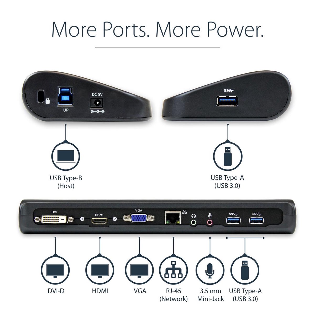 Usb hub startech usb3sdockhdv 5 orig - StarTech.com Usb3Sdockhdv USB-A Dockingstation (zwart)