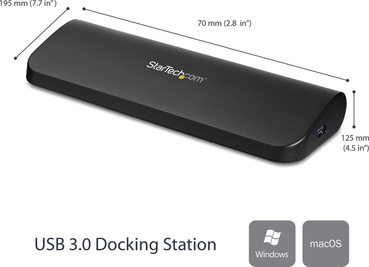 Usb hub startech usb3sdockhdv 6 orig - StarTech.com Usb3Sdockhdv USB-A Dockingstation (zwart)