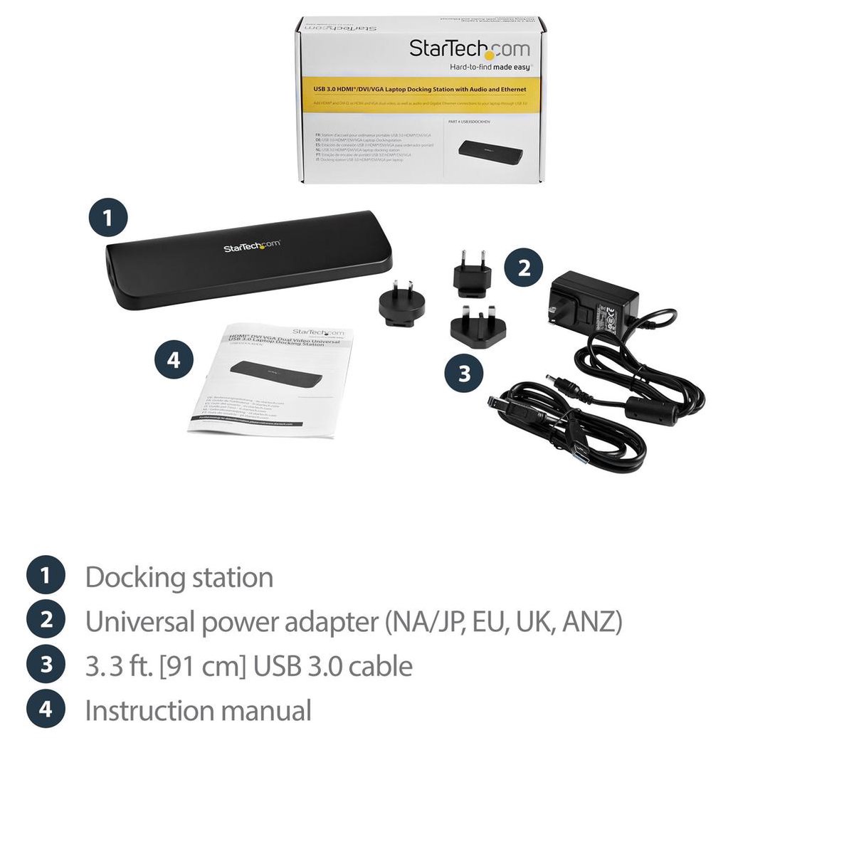 Usb hub startech usb3sdockhdv 9 orig - StarTech.com Usb3Sdockhdv USB-A Dockingstation (zwart)