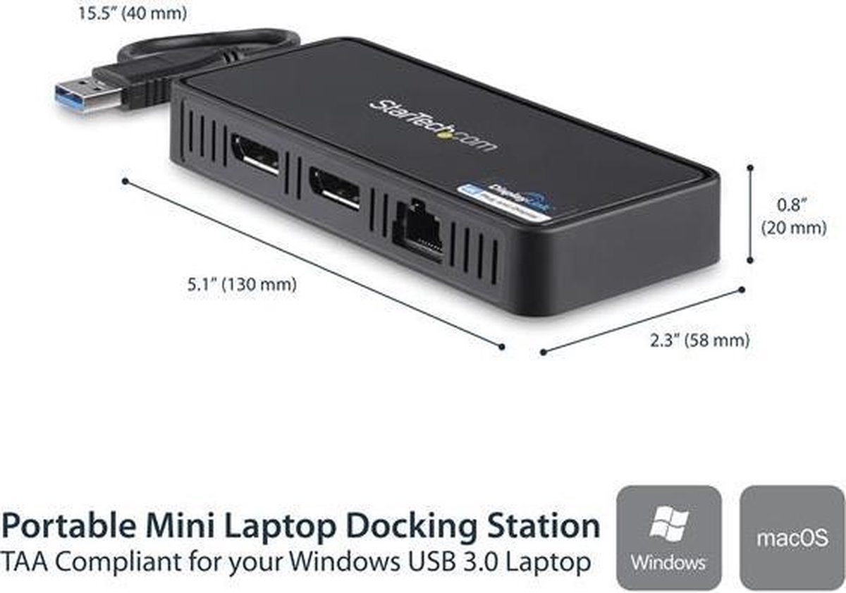 Usb hub startech usba2dpgb 5 orig - StarTech.com Usba2Dpgb USB-A USB-hub (zwart)