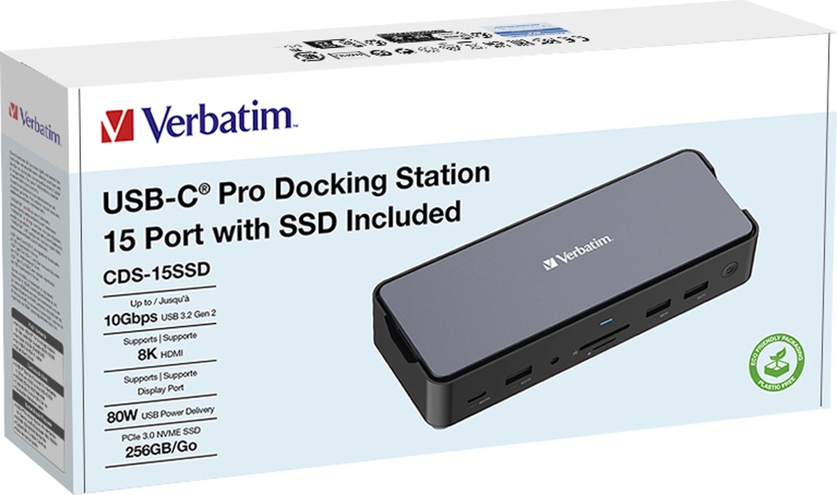 Verbatim pro cds 15ssd dockingstation 2 10 orig - Verbatim Pro Cds-15Ssd USB-C Dockingstation (zwart)