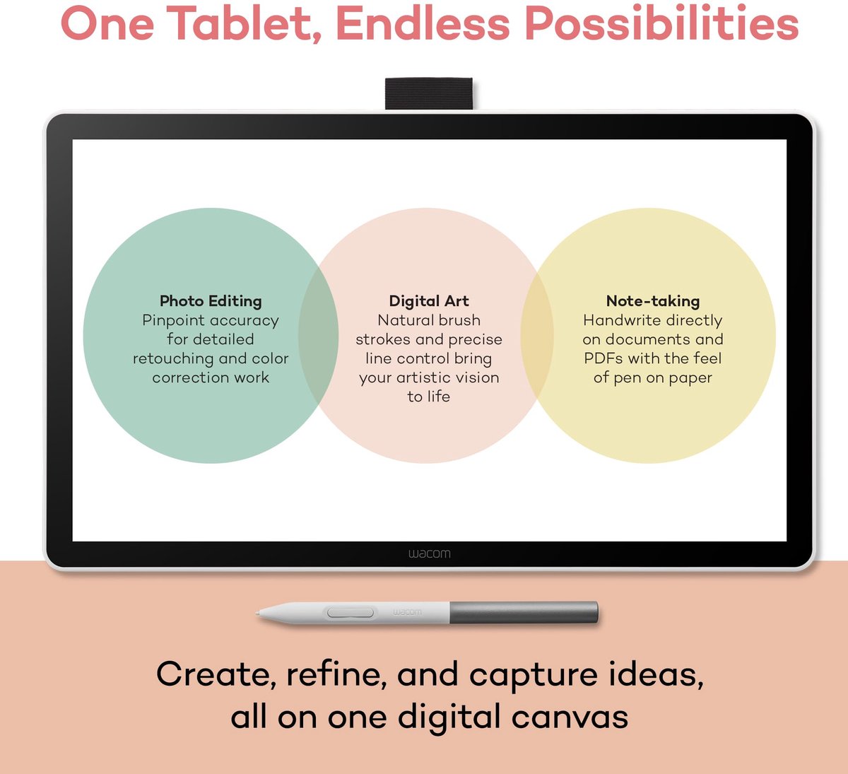 Wacom one 14 grafische tablet zwart 3 orig - Wacom One 14 Grafische Tablet Zwart, Wit 2540 Lpi 309 14" Tekenscherm