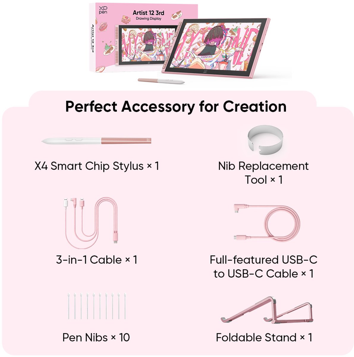 Xppen artist 12 3rd teken tablet met 4 orig - XPPen Artist 12 3Rd Teken Tablet Met 11.9" Tekenscherm (zwart)