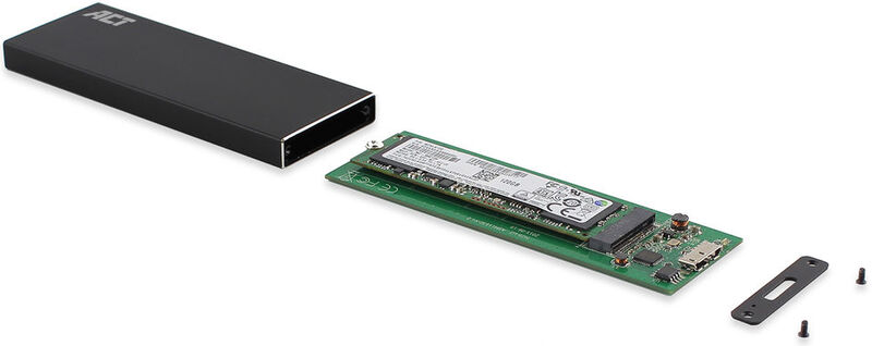 Act connectivity m 2 sata ssd behuizing externe 2 orig - ACT Connectivity M.2 SATA SSD USB-A 5Gbps Schijfbehuizing (zwart)