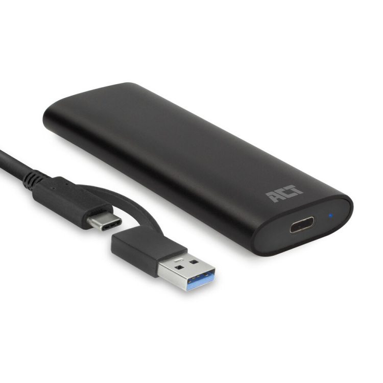 Act connectivity usb c m 2 nvme ssd 11 orig - ACT Connectivity M.2 NVMe PCIe USB-C 10Gbps Schijfbehuizing (zwart)