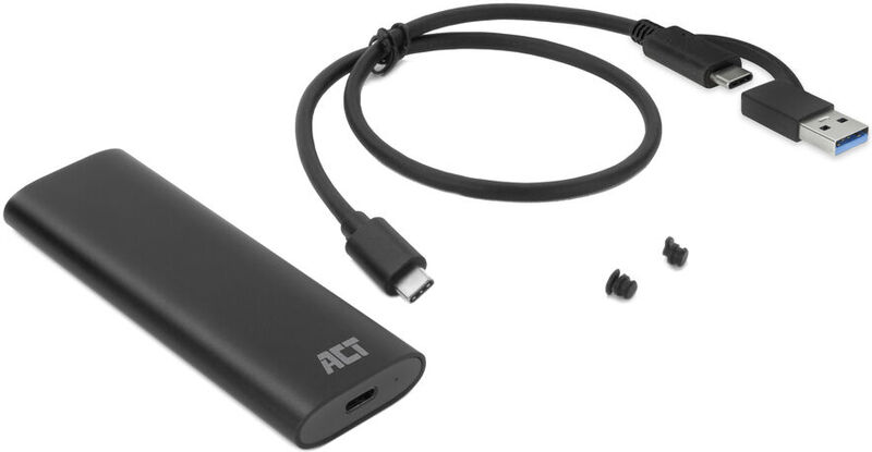 Act connectivity usb c m 2 nvme ssd 2 orig - ACT Connectivity M.2 NVMe PCIe USB-C 10Gbps Schijfbehuizing (zwart)