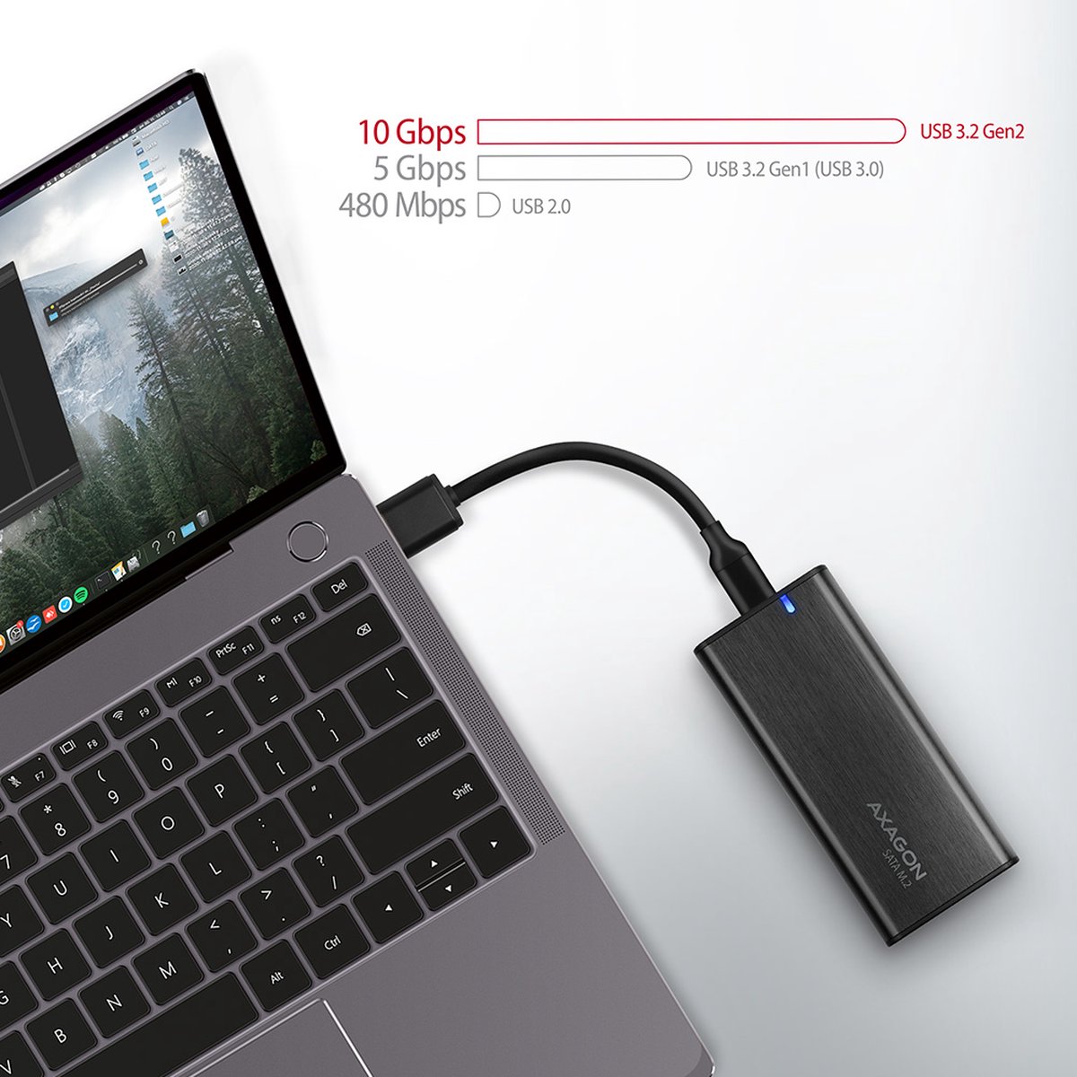 Axagon eem2 sbc usb c 3 2 10 orig - AXAGON Eem2-Sbc 3.2 Gen 2 M.2 USB-C 10Gbps Schijfbehuizing (zwart)