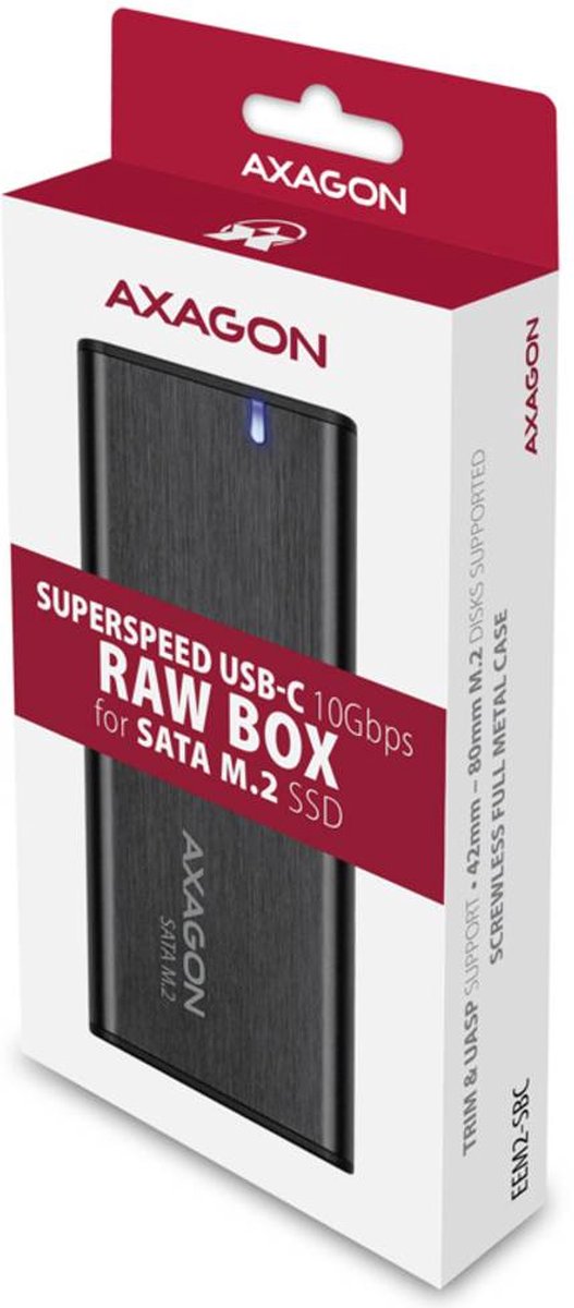 Axagon eem2 sbc usb c 3 2 6 orig - AXAGON Eem2-Sbc 3.2 Gen 2 M.2 USB-C 10Gbps Schijfbehuizing (zwart)