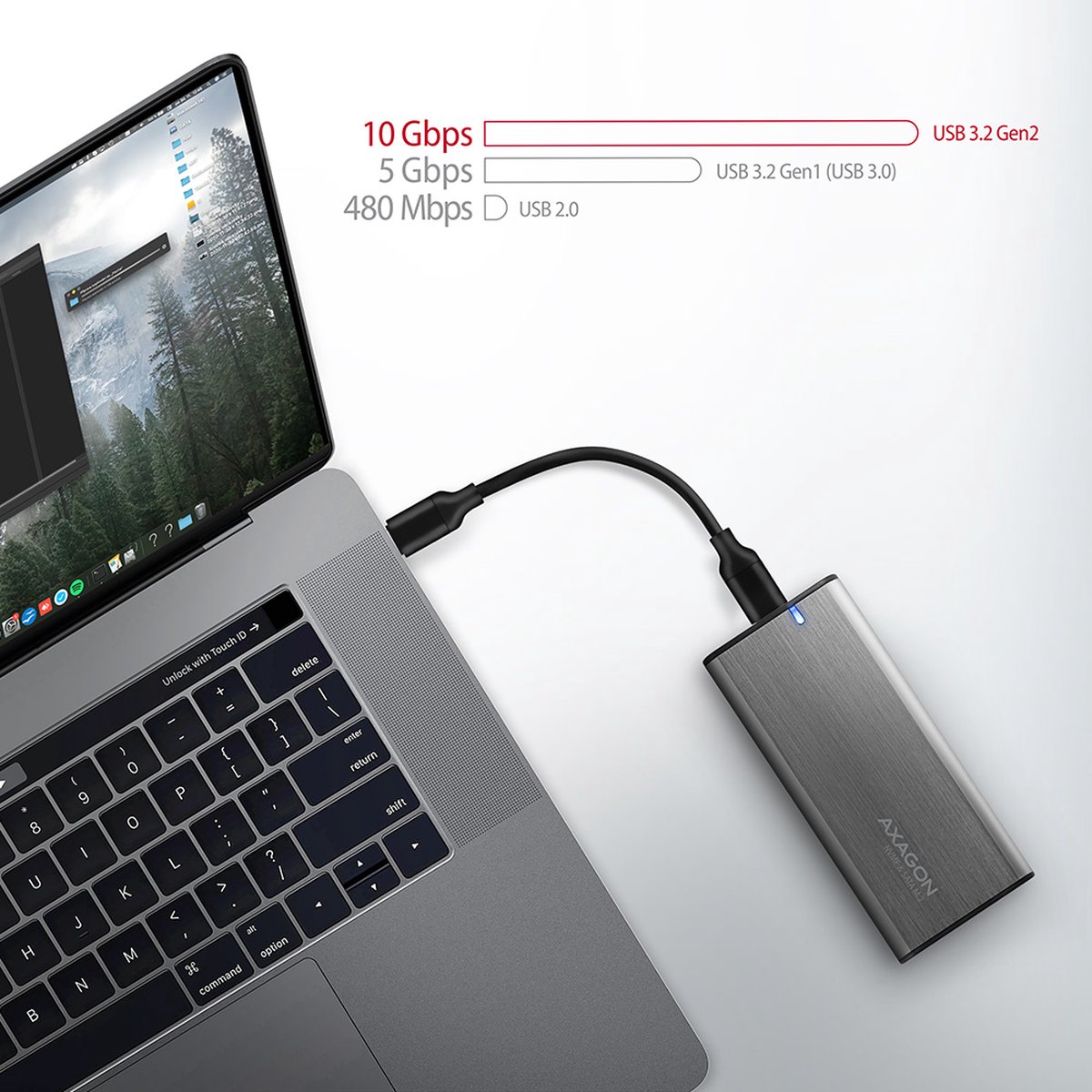 Axagon eem2 sg2 raw box m 2 3 orig - AXAGON Eem2-Sg2 Raw Box M.2 USB-C 10Gbps Schijfbehuizing (grijs)