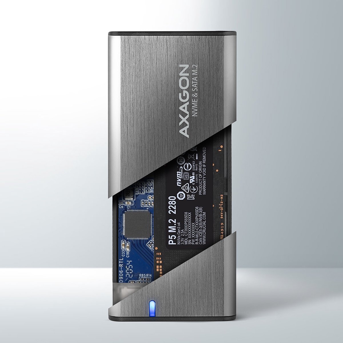 Axagon eem2 sg2 raw box m 2 9 orig - AXAGON Eem2-Sg2 Raw Box M.2 USB-C 10Gbps Schijfbehuizing (grijs)