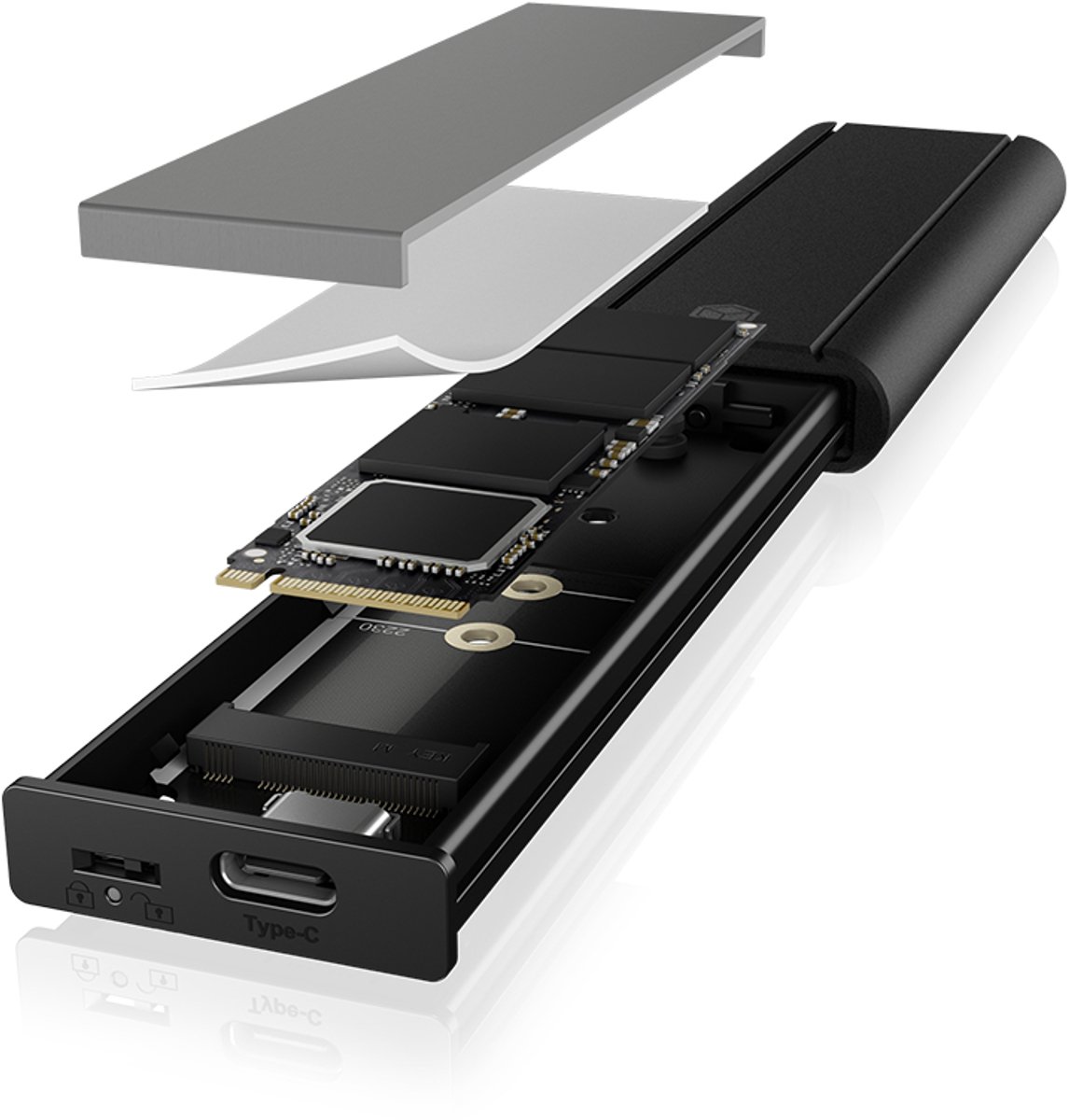 Icy box ib 1807mt c31 externe behuizin 4 orig - ICY BOX IB-1807MT-C31 externe USB-C 10Gbps Schijfbehuizing (zwart)