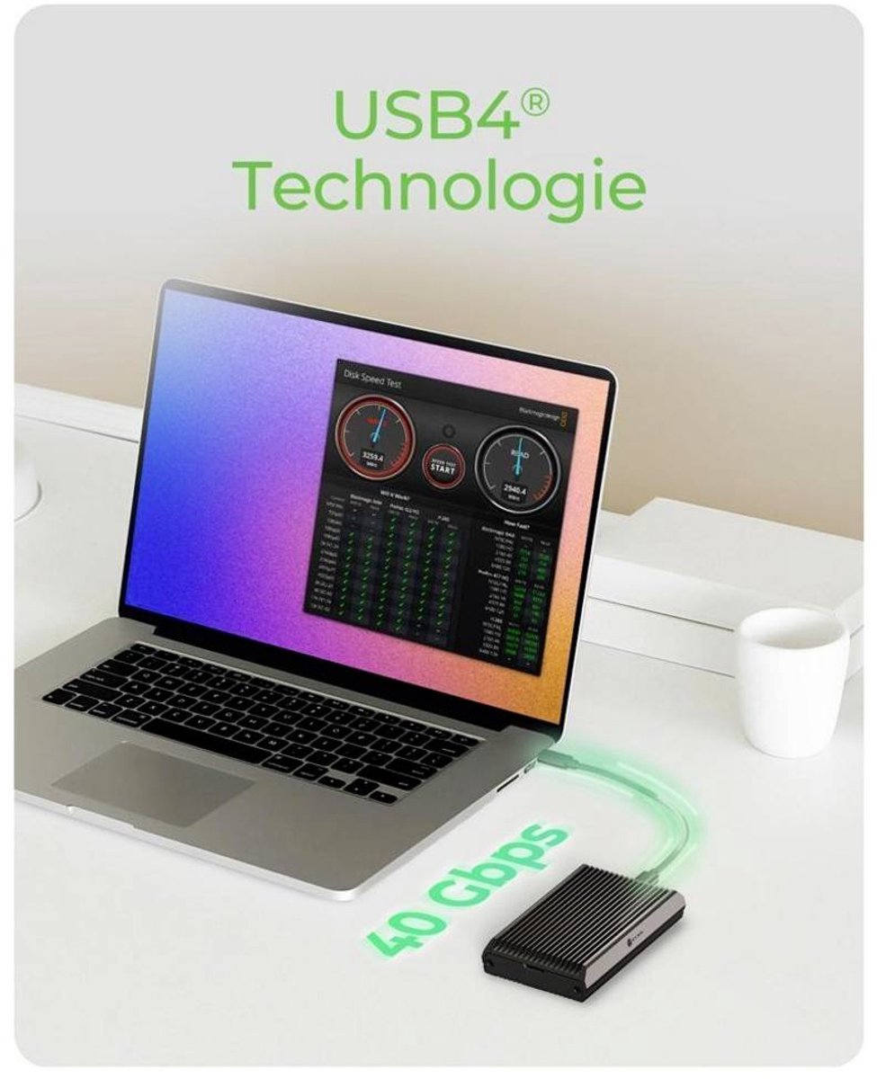 Icy box ib 1920m c42 externe behuizing 2 orig - ICY BOX IB-1920M-C42 externe USB4 40Gbps Schijfbehuizing (zwart)