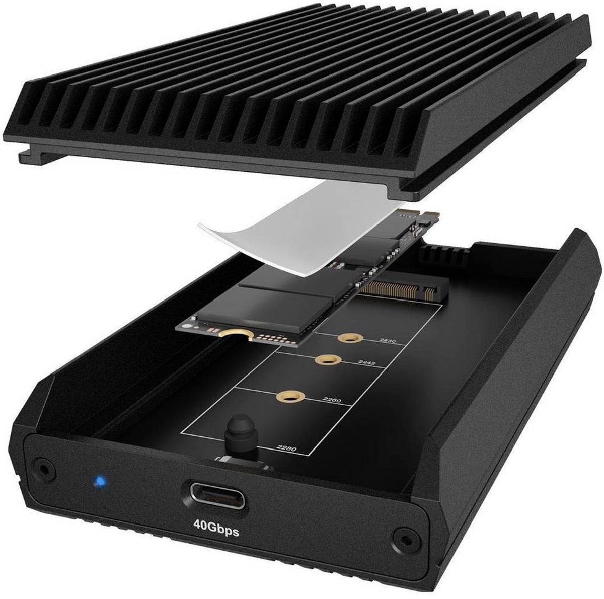 Icy box ib 1920m c42 externe behuizing 4 orig - ICY BOX IB-1920M-C42 externe USB4 40Gbps Schijfbehuizing (zwart)