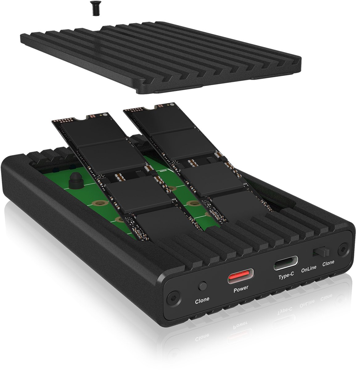 Icy box ib 2817mcl c31 behuizing voor 2 orig - ICY BOX IB-2817MCL-C31 Behuizing USB-C 10Gbps Schijfbehuizing (zwart)