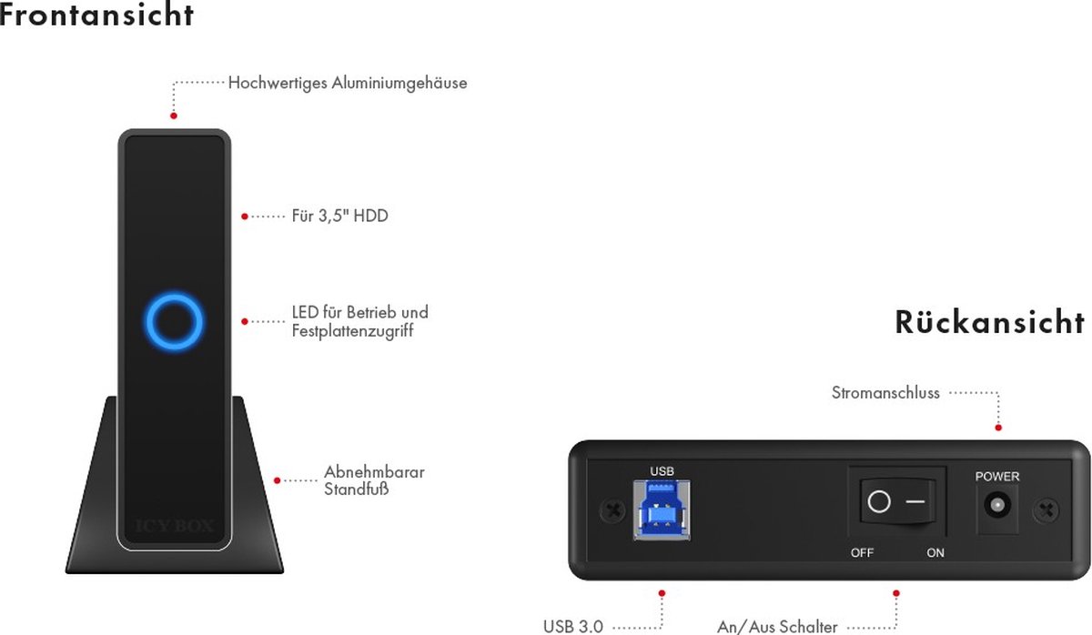 Icy box ib 377u3 externe behuizing 4 orig - ICY BOX IB-377U3 externe behuizing USB-A 5Gbps Schijfbehuizing (zwart)