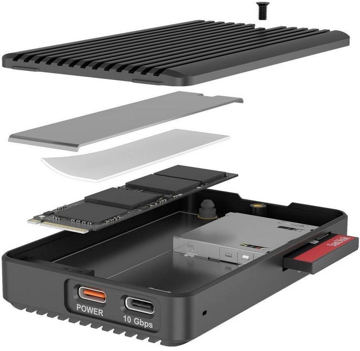 Icy box ib cr601m c31 externe behuizin 7 orig - ICY BOX IB-CR601M-C31 externe USB-C 10Gbps Schijfbehuizing (zwart)