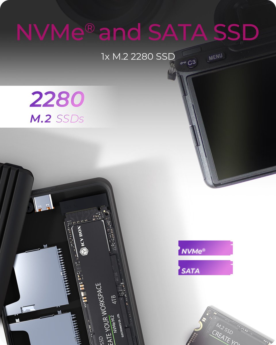 Icy box ib cr602m c31 externe behuizin 6 orig - ICY BOX IB-CR602M-C31 externe USB-C 10Gbps Schijfbehuizing (zwart)