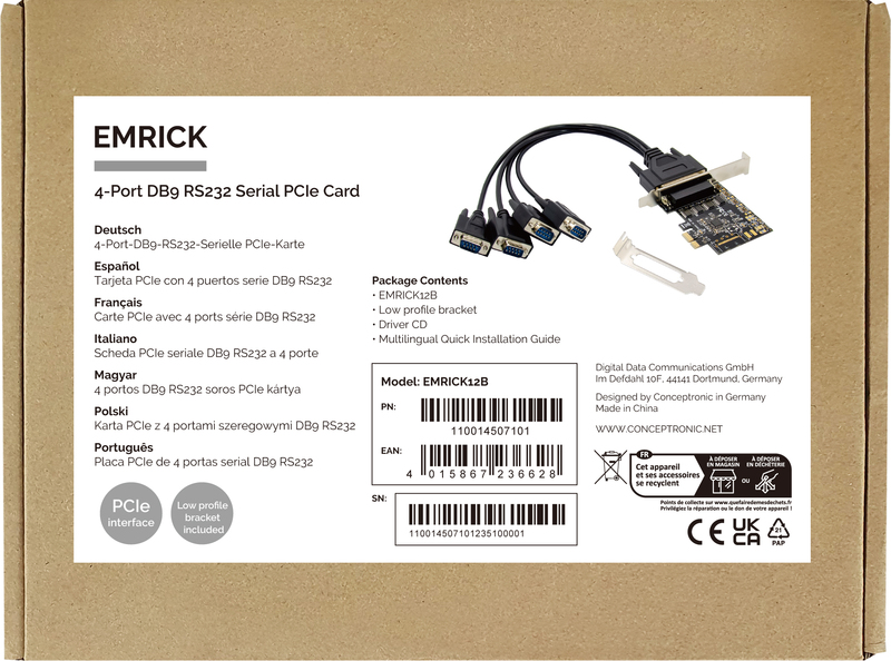 Conceptronic emrick12b interfacekaart adapt 4 orig - Conceptronic EMRICK12B Seriële kaart