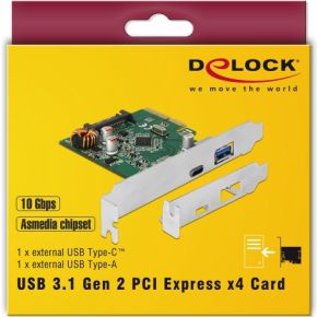 Delock 1x usb c 1x usb a 6 orig - DeLOCK PCIe 1x USB C 1x USB A USB-controller 1-poorts USB-kaart