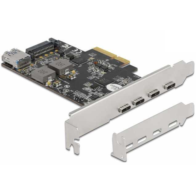 Delock pci express x4 naar 4 x 11 orig - DeLOCK PCI Express x4 naar 4 x USB Type-C 1 x USB 1-poorts USB-kaart
