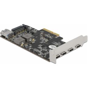 Delock pci express x4 naar 4 x 3 orig - DeLOCK PCI Express x4 naar 4 x USB Type-C 1 x USB 1-poorts USB-kaart