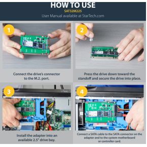 Startech com m 2 ngff ssd naar 8 orig - StarTech.com SAT32M225 M.2-adapterkaart