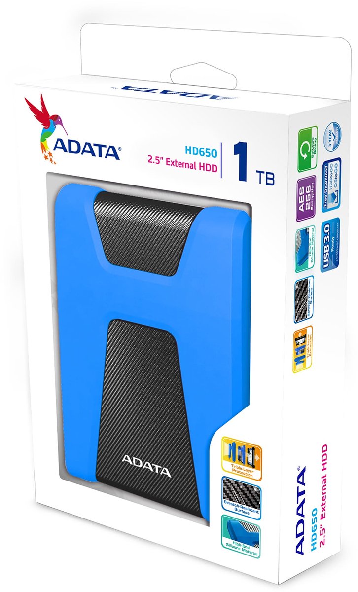 Adata Dashdrive Durable Hd650 - Externe Harde Schijf - 1 Tb Blauw externe opslag - afbeelding 2