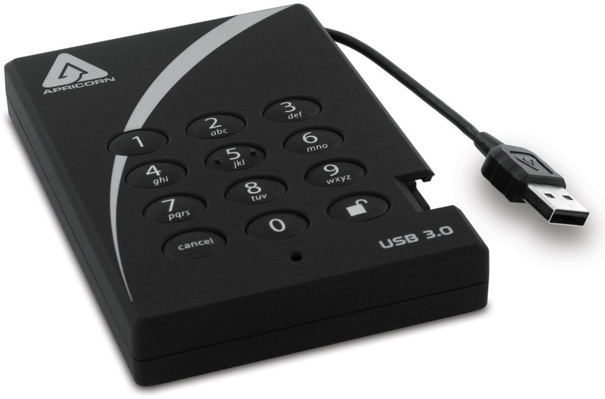 Apricorn Aegis Padlock Cijferslot - Externe Harde Schijf - 2 Tb externe opslag - afbeelding 3