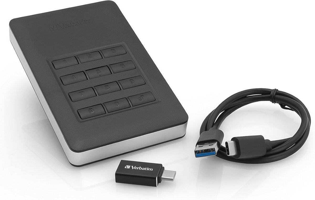 Verbatim Store 'n' Go Secure Portable HDD met Keypad Access 1TB AES 256-bit Encryptie Zwart - afbeelding 5