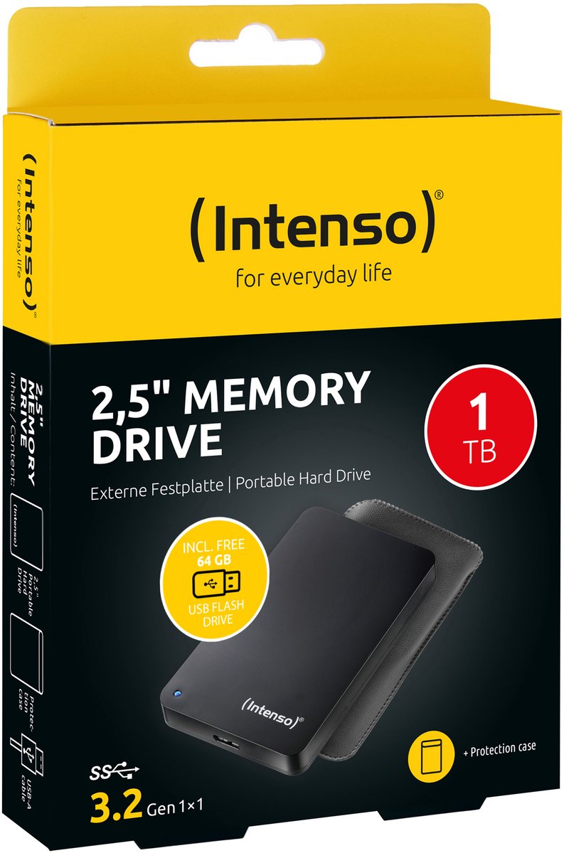 Intenso Memory Drive Bonus Pack 1TB Portable HDD + 64GB USB 2.0 Stick - afbeelding 5