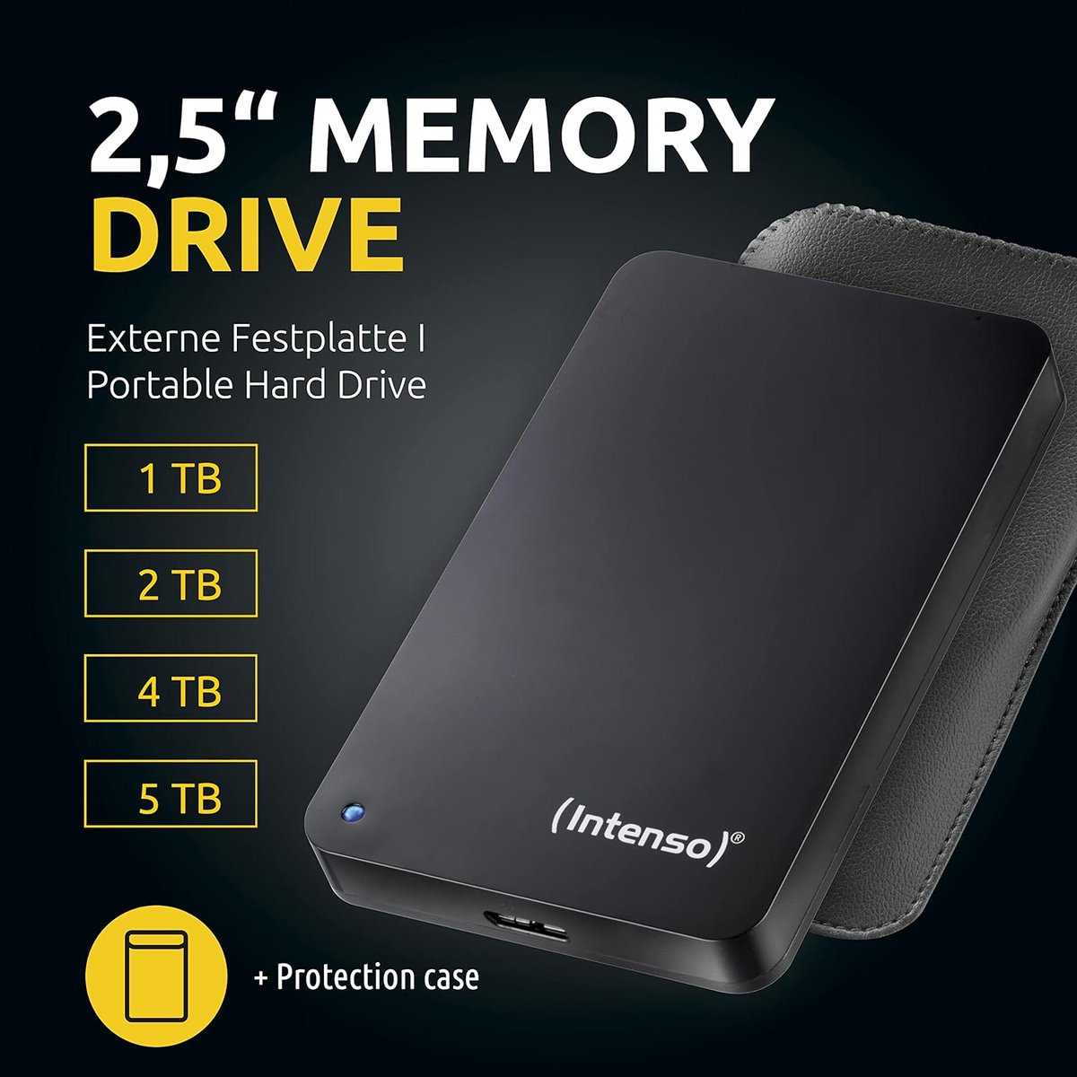 Memory Drive Portable Hard Drive 5TB USB 3.2 Gen 1 Zwart met Tas - afbeelding 3